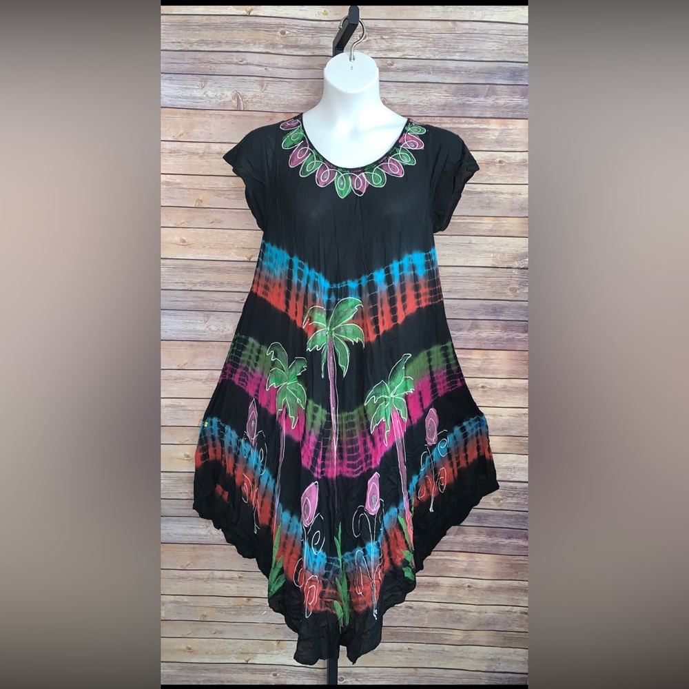 Tropical Black Multicolor Women's Top- Size OS